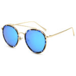 Gold/Marble Print - Blue Mirrored Lens